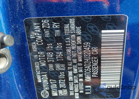 2017 Hyundai Veloster from USA, damaged, VIN KMHTC6AD2HU320459